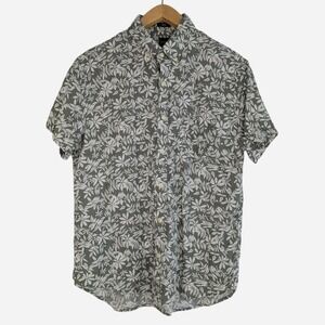 J.Crew Slim Fit Linen Cotton Tropical Leaf Print Short Sleeve Button Down Large